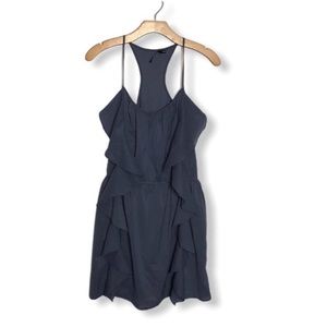 Doe & Rae Blue Grey Ruffle Racerback Skater Dress